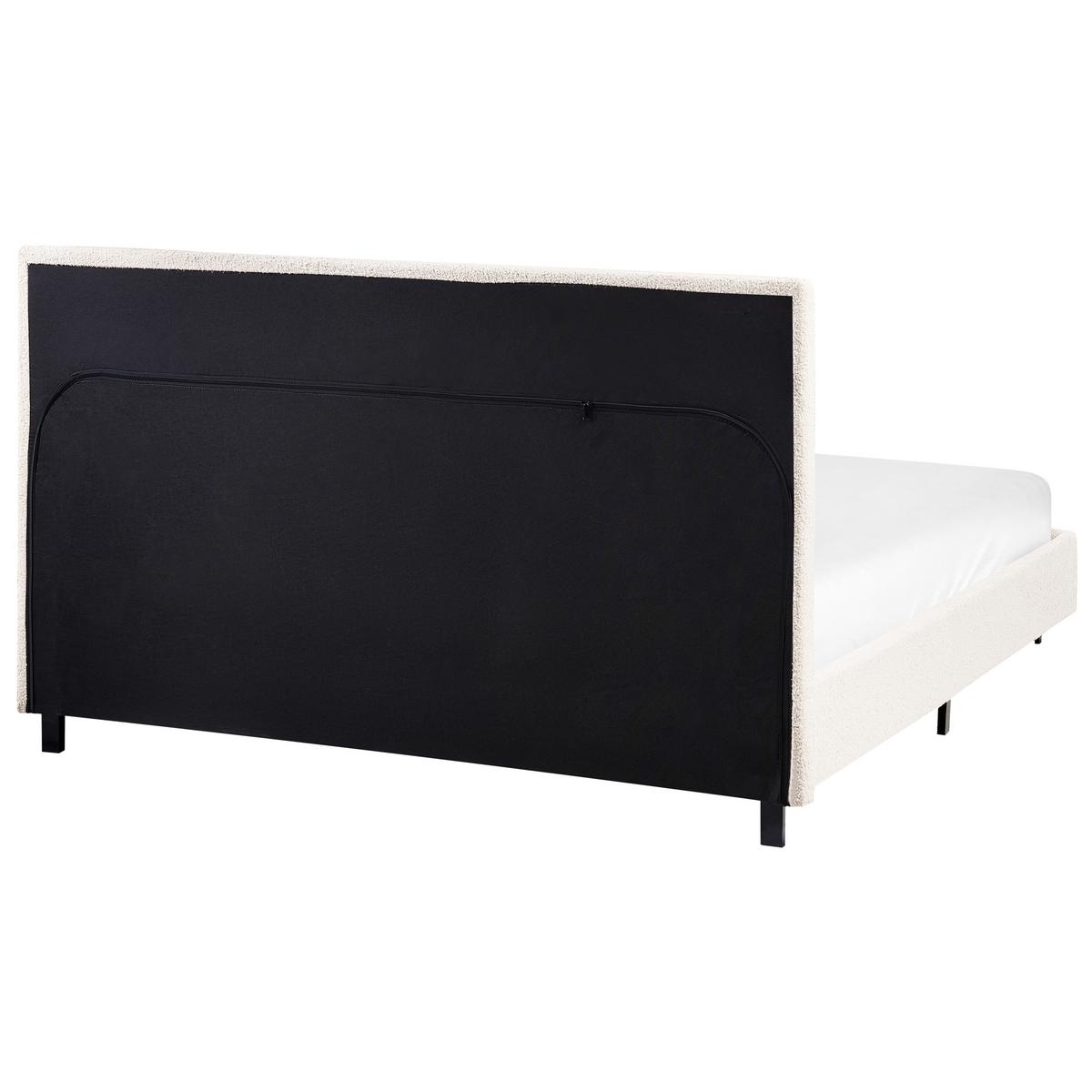 BETT mit Lattenrost 120/200 cm Bouclé Cremeweiß Albi - Creme, Textil (120/200cm) - Beliani