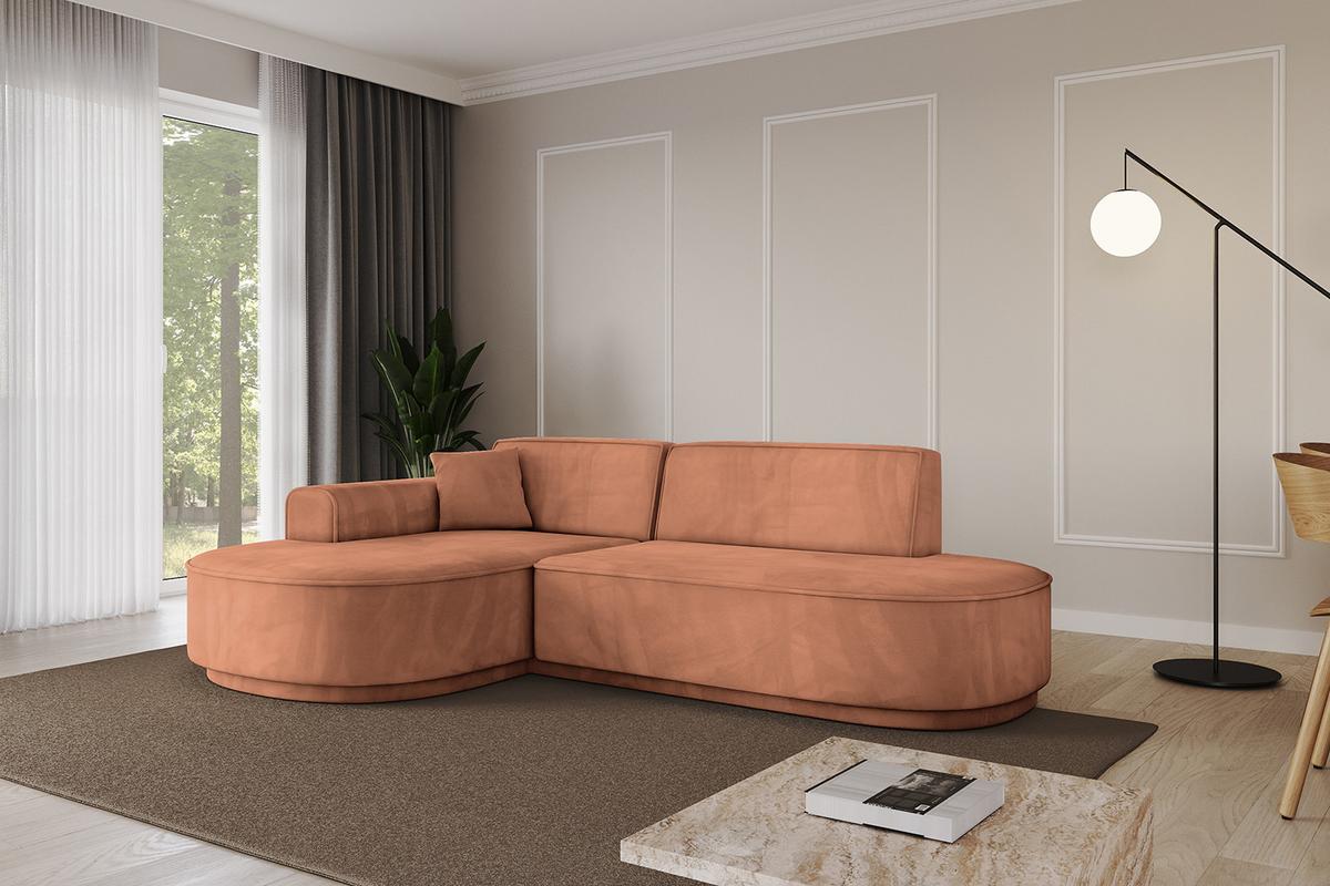 ECKSOFA Ottomane Links MARI-L1-v3 - 243x171x83 cm Orange Velours - Schwarz/Orange, Holzwerkstoff/Kunststoff (243/171cm) - ALTDECOR