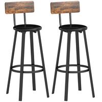 BARHOCKER 2er Set Spanplatte Metall Rustikal-Braun Schwarz - Schwarz/Braun, Kunststoff/Metall (36.5/99.5/41.6cm) - HOMCOM
