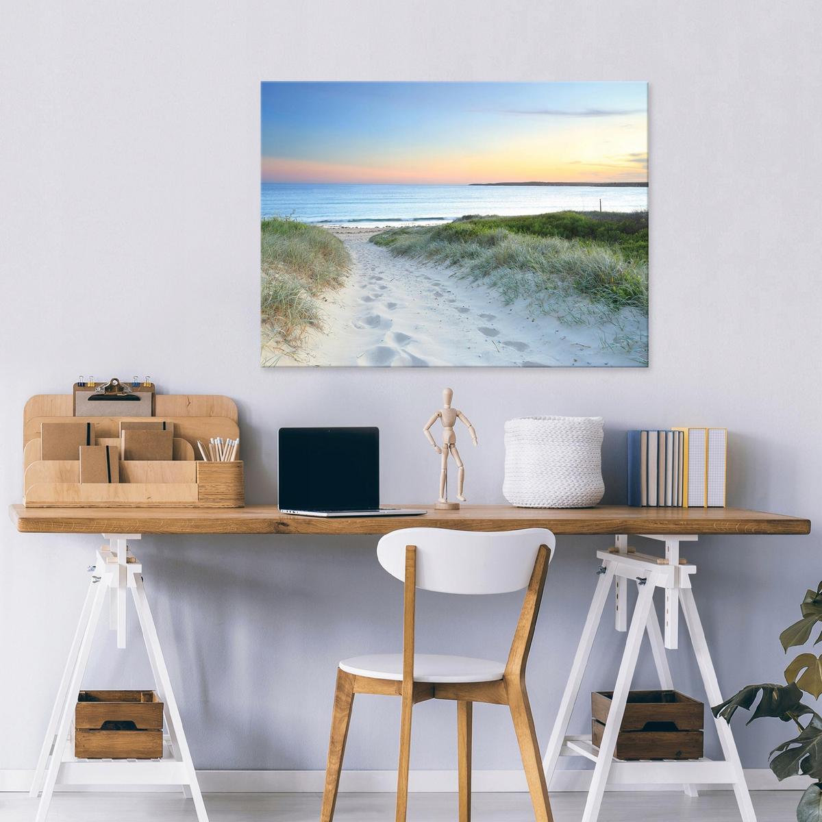 LEINWANDBILD Strand Meer Blau 60x40 cm - Multicolor, Holzwerkstoff (60/40cm) - Wallarena