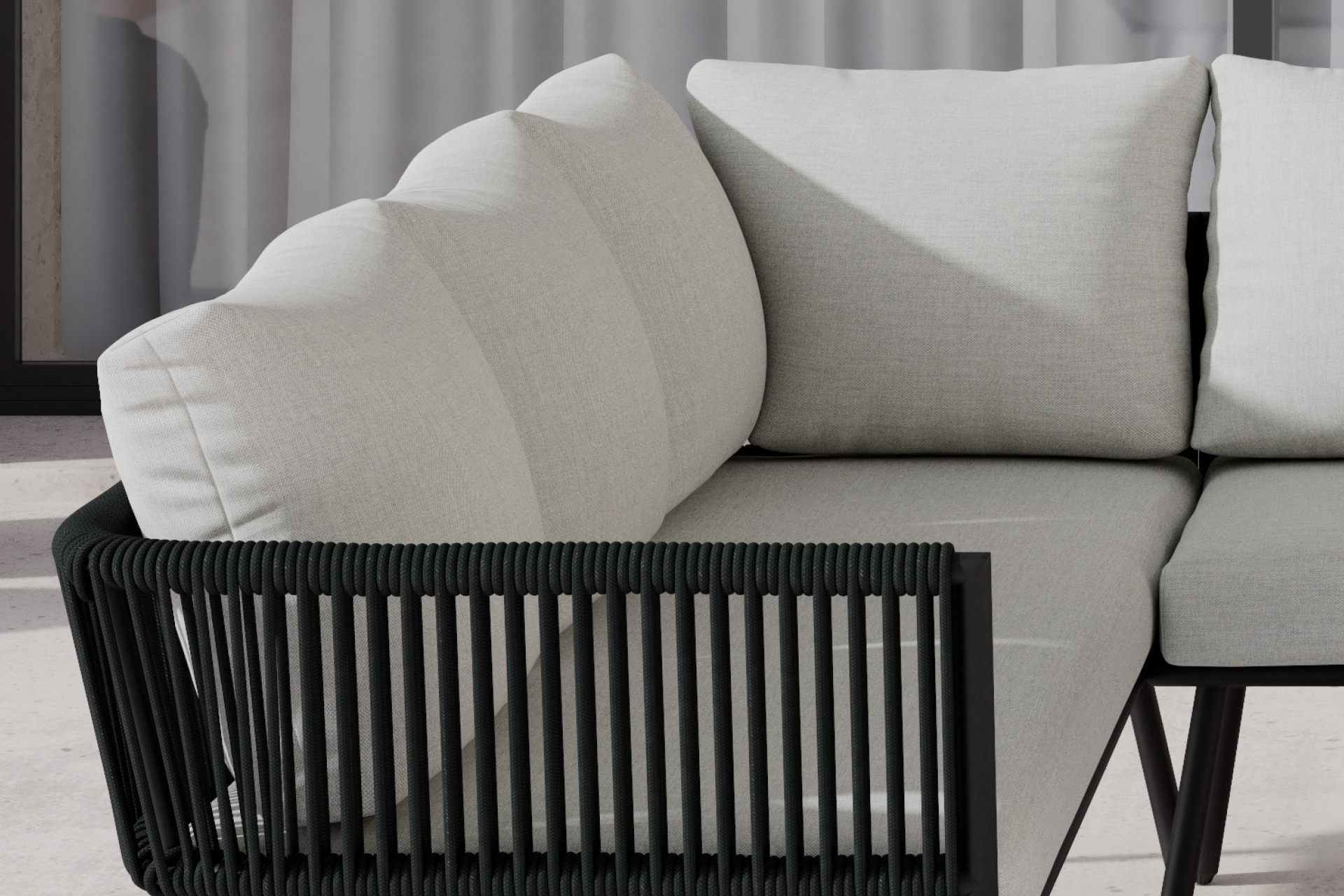 Dining-Loungeset inkl. Sitz- und Rückenkissen Hellgrau Bezug abnehmbar Outdoorstoff 