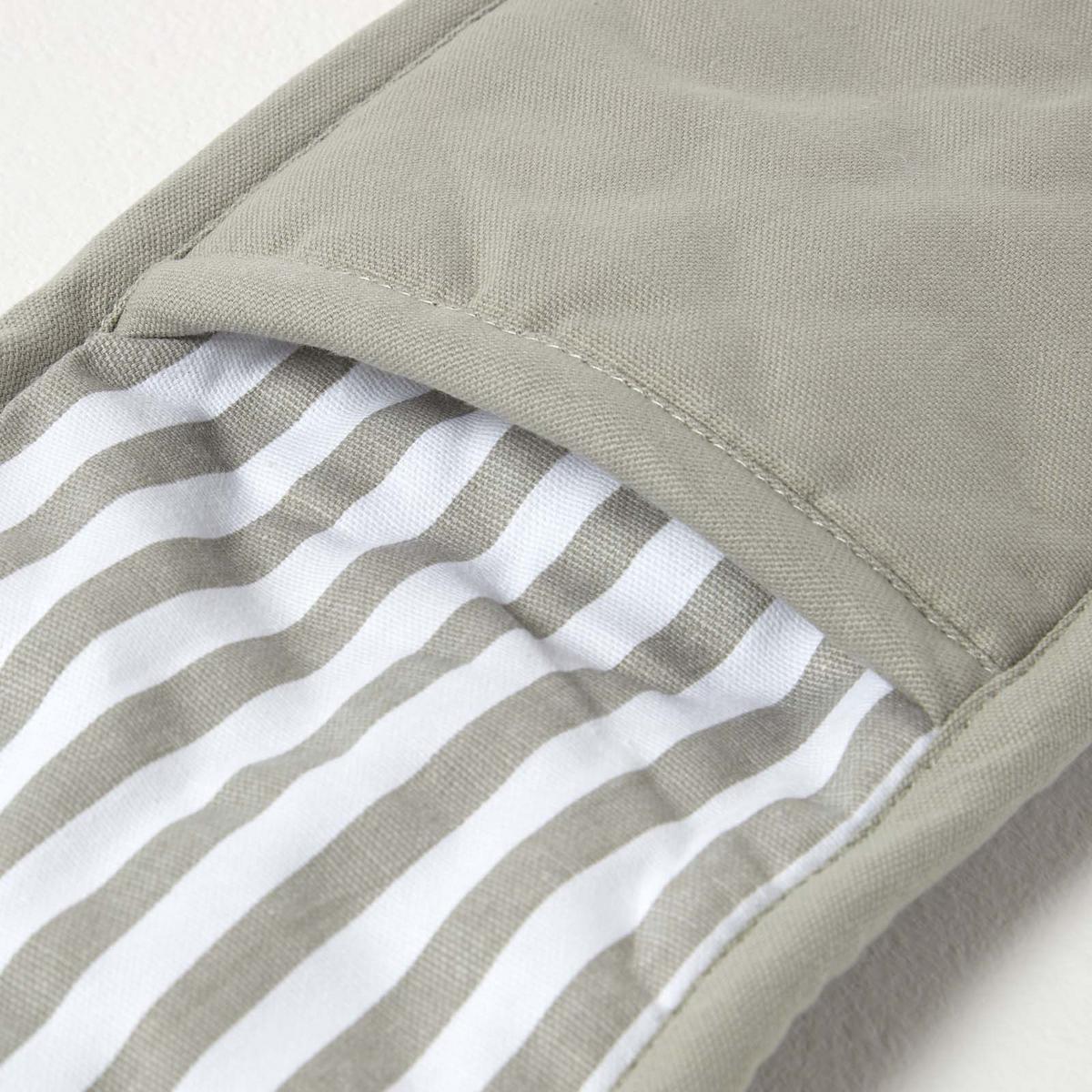 DOPPEL-OFENHANDSCHUH grau-weiß 18/84 cm, Baumwolle wattiert - Grau, Textil (18/84cm) - Homescapes