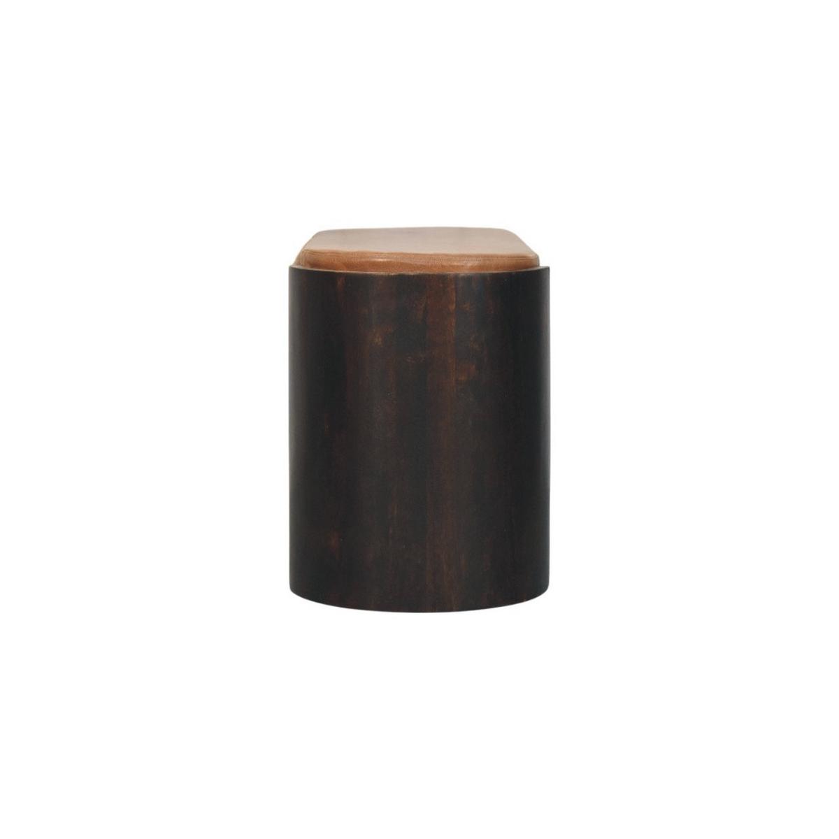 SITZBANK mit Samt-Mokka-Finish, 1 offene Ablage, Bezug aus echtem Leder, dunkelbraun - Dunkelbraun/Braun, Leder/Holz (90/44/35cm) - Artisan Furniture