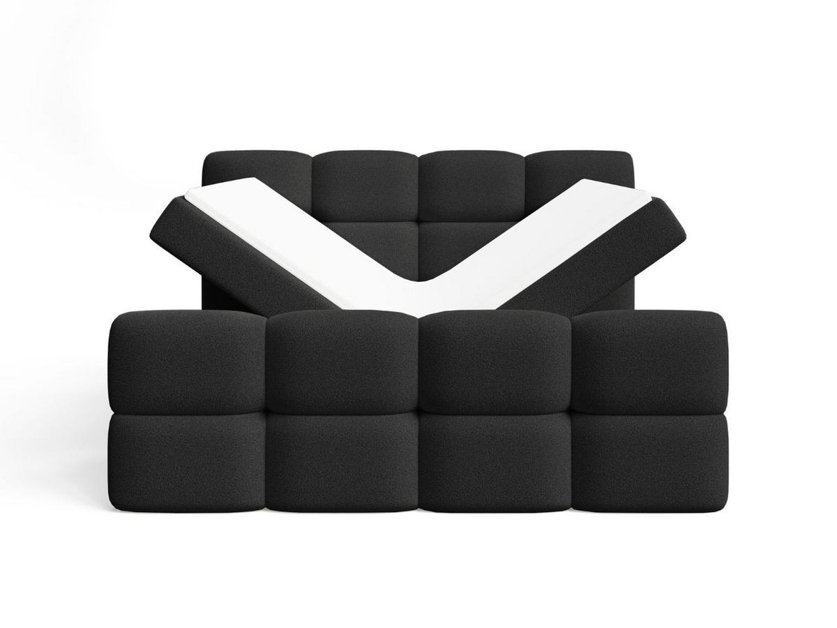 BOXBETT Rivon 160x200 Bouclé-Stoff Schwarz - Schwarz, Holz/Textil (160/200cm) - Graingold