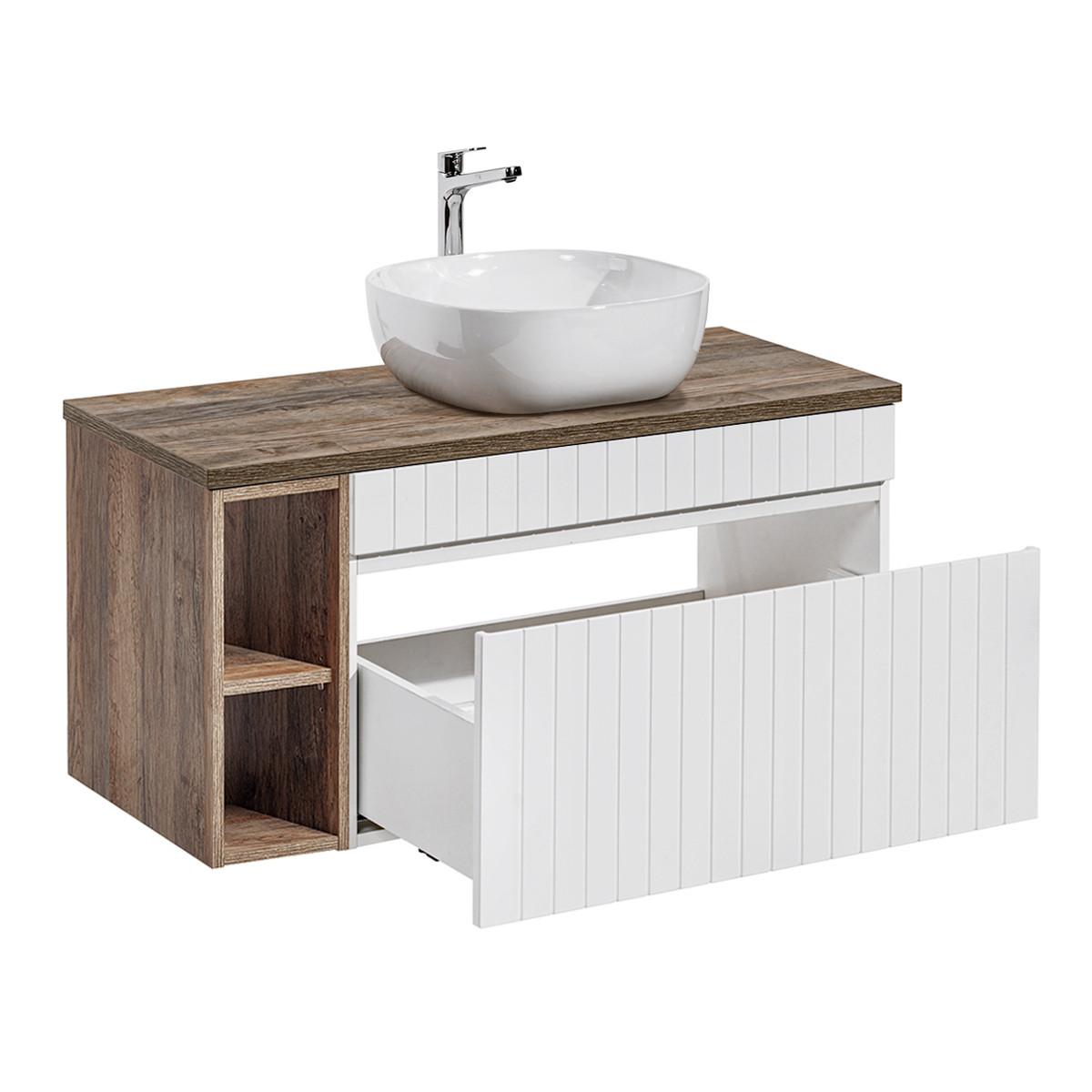 BADMÖBEL 100cm Zelie 2er-Set Weiß - Weiß, Holzwerkstoff (100/48/46cm) - Petits-meubles
