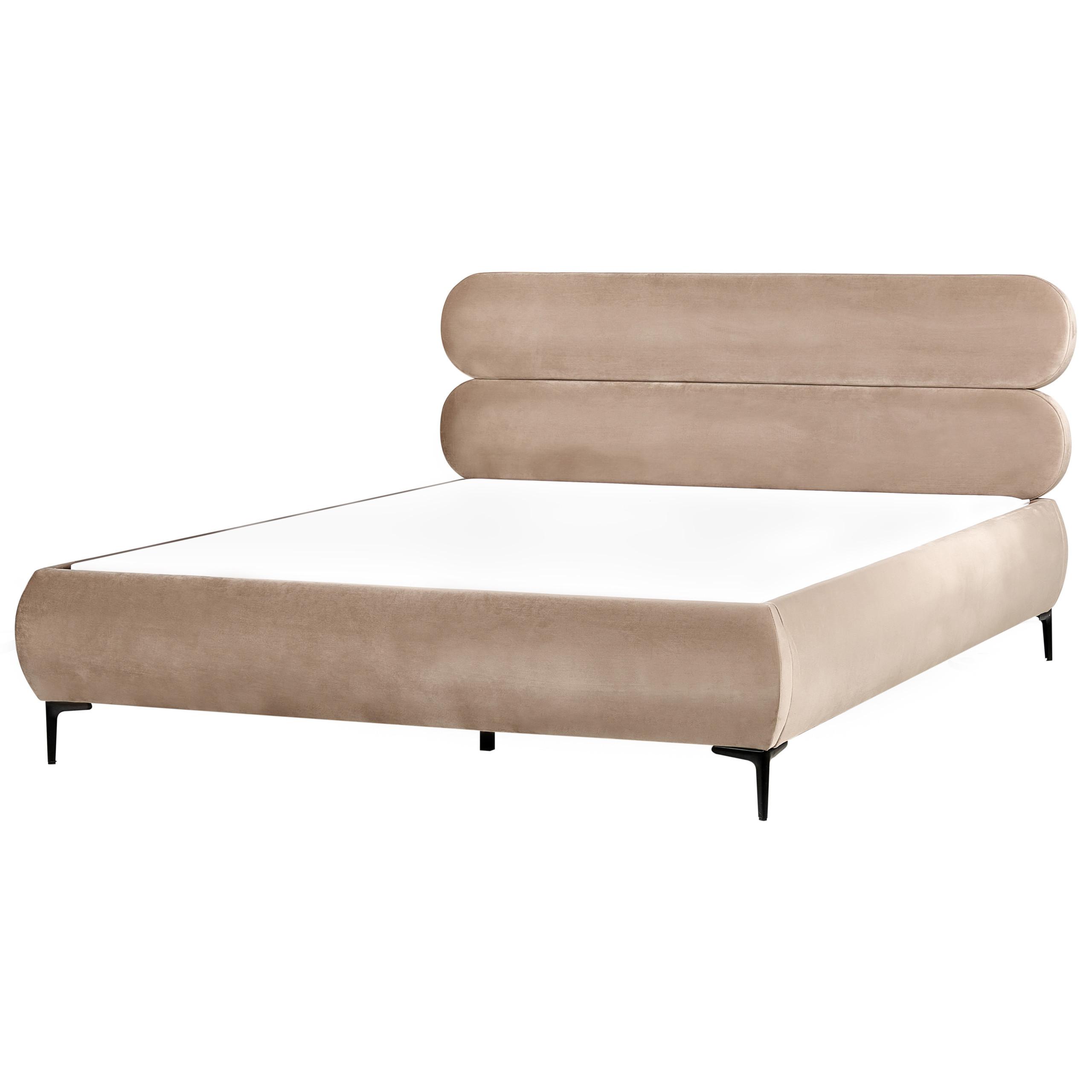 BETT mit Lattenrost 180/200 cm Taupe Lessay - Taupe/Schwarz, Textil (180/200cm) - Beliani