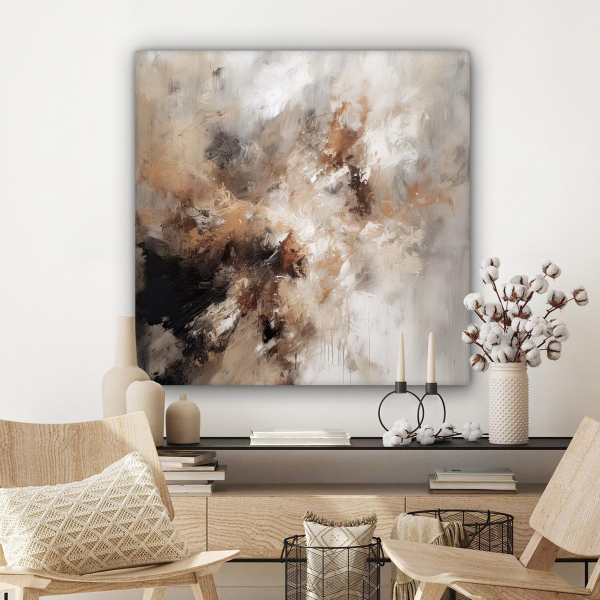 LEINWANDBILD Farbe - Abstrakt - Beige - Kunst Deko Groß 90x90 cm - Greige, Textil (90/90cm) - MuchoWow