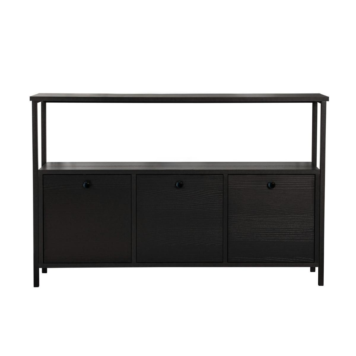 SIDEBOARD mit 3 Türen und 1 oberer Ablagefläche 120/29,5/77 cm - Schwarz, Holzwerkstoff (29.5/77/20.5cm) - Calicosy