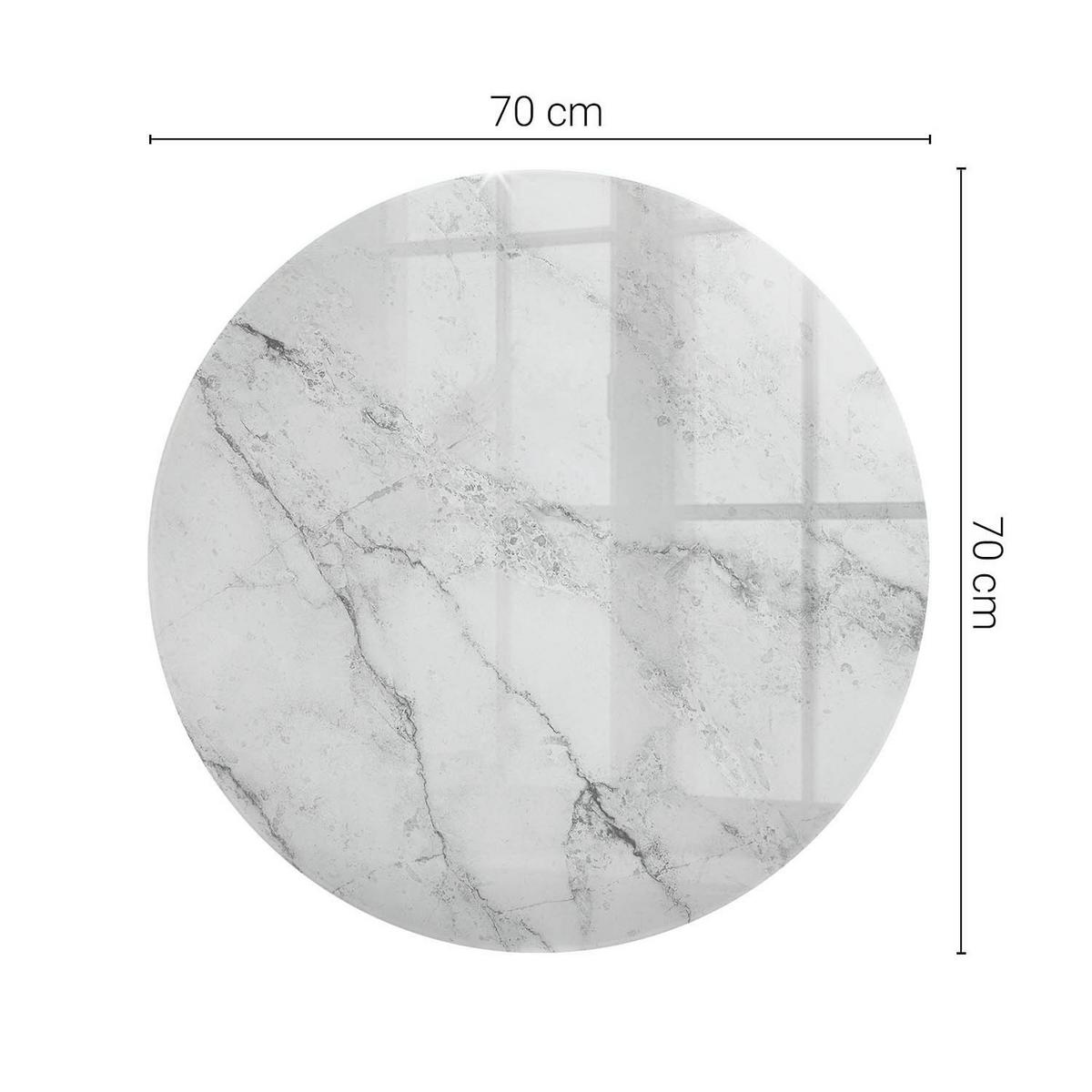 TISCHPLATTE fi70 cm Marmoroberflächenmuster - Hellgrau, Glas (70/70/0.4cm) - TULUP