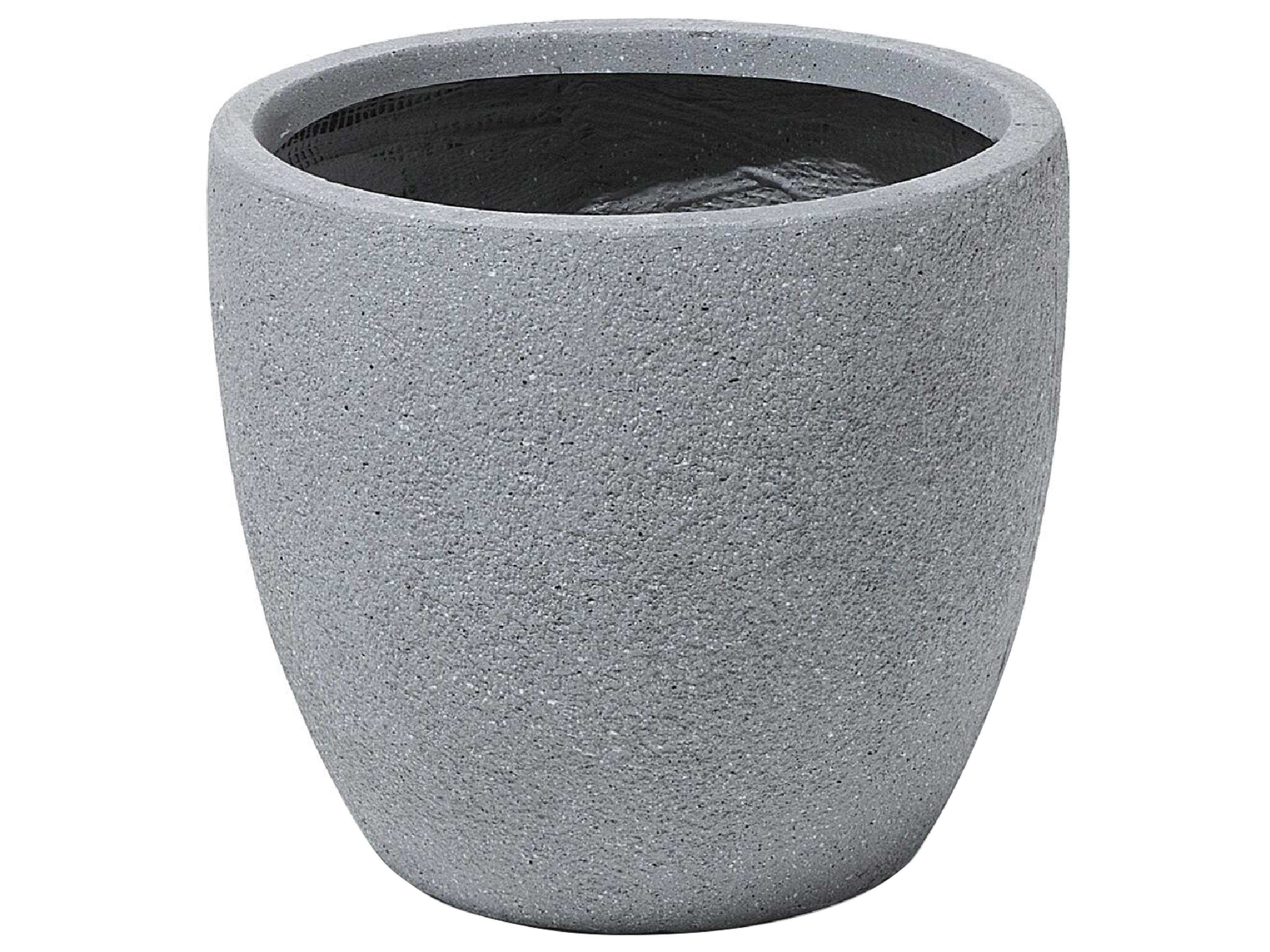 BLUMENTOPF hellgrau rund 36/36/32 cm Kannia - Hellgrau, Naturmaterialien (32cm) - Beliani