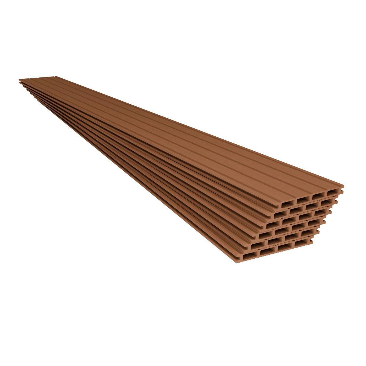 TERRASSENDIELEN WPC Teak 2 m² - Teakfarben, Kunststoff (220/14.6/2.5cm) - Juskys