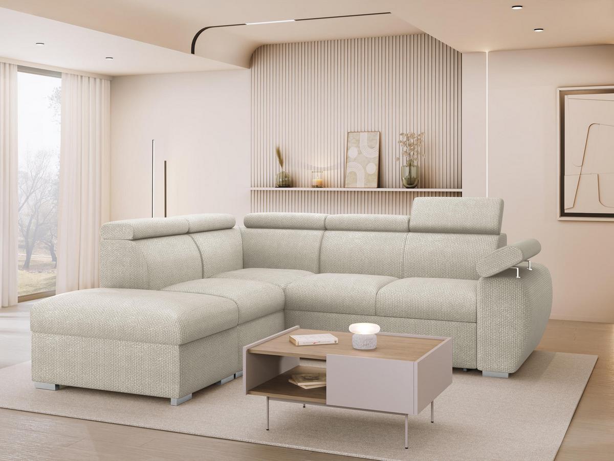 ECKSOFA Boston 2RR1P, Seite: Links PUFAP+R+1P(65)+2R - Silberfarben/Mokka, Holz/Textil (260/230cm) - MIRJAN24