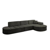 ECKSOFA Ottomane Rechts TARO-L2 - 328x171x79,5 cm Schwarz - Schwarz, Holzwerkstoff/Textil (328/171cm) - ALTDECOR