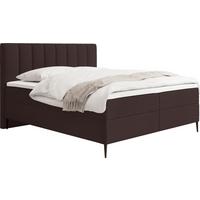 BOXBETT Allen mit Bettkasten, Boucle Braun 140x200 cm – inkl. H4 Taschenfederkern Matratze & Foam Topper - Schwarz/Braun, Textil/Metall (140/200cm) - WFL GROUP