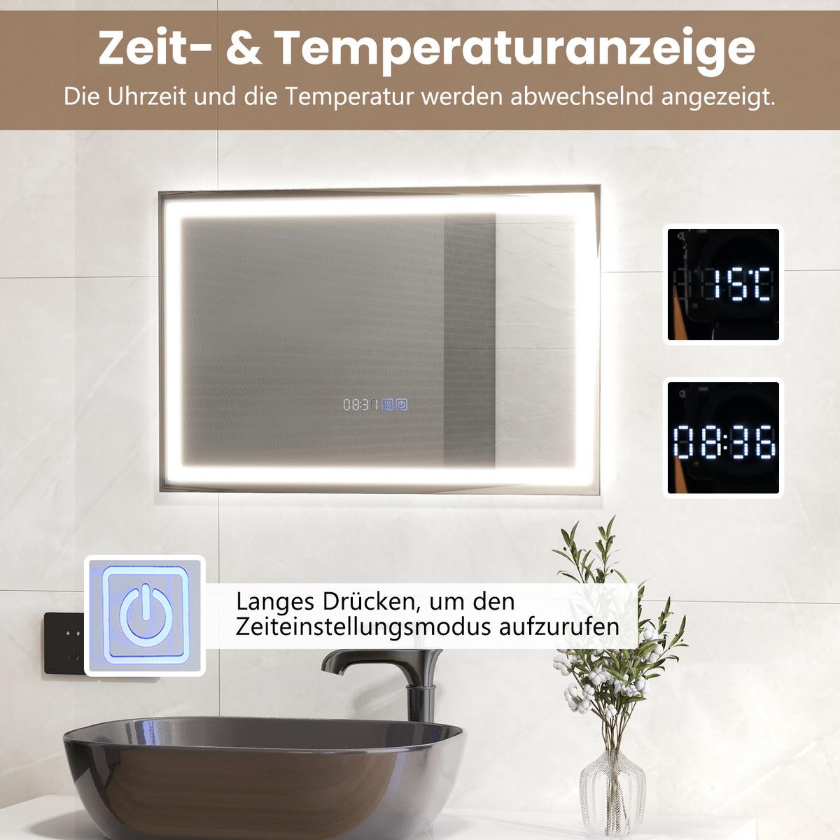 BADEZIMMERSPIEGEL Silber - Silberfarben, Glas (60/3.5/40cm) - COSTWAY