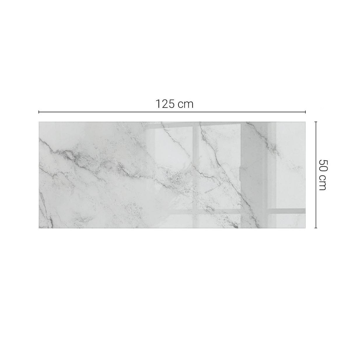 TISCHPLATTE 125x50 cm Marmoroberflächenmuster - Hellgrau, Glas (0.4/125/50cm) - TULUP