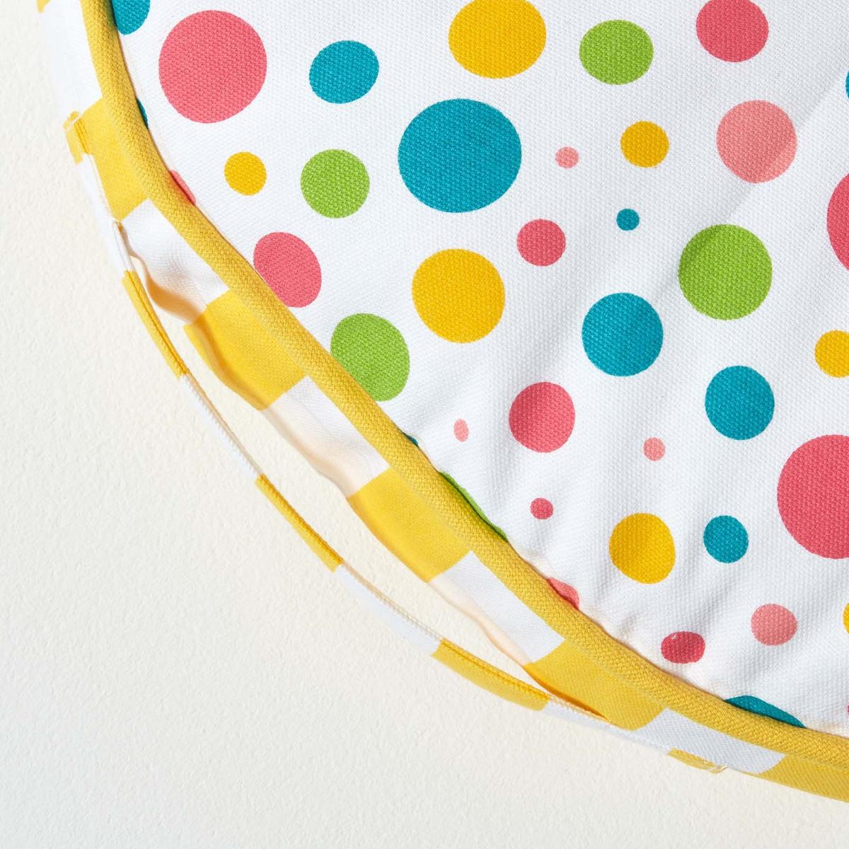 BODENKISSEN rund, bunte Punkte & gelbe Streifen, Ø 43/7 cm - Multicolor, Textil (43/43/7cm) - Homescapes