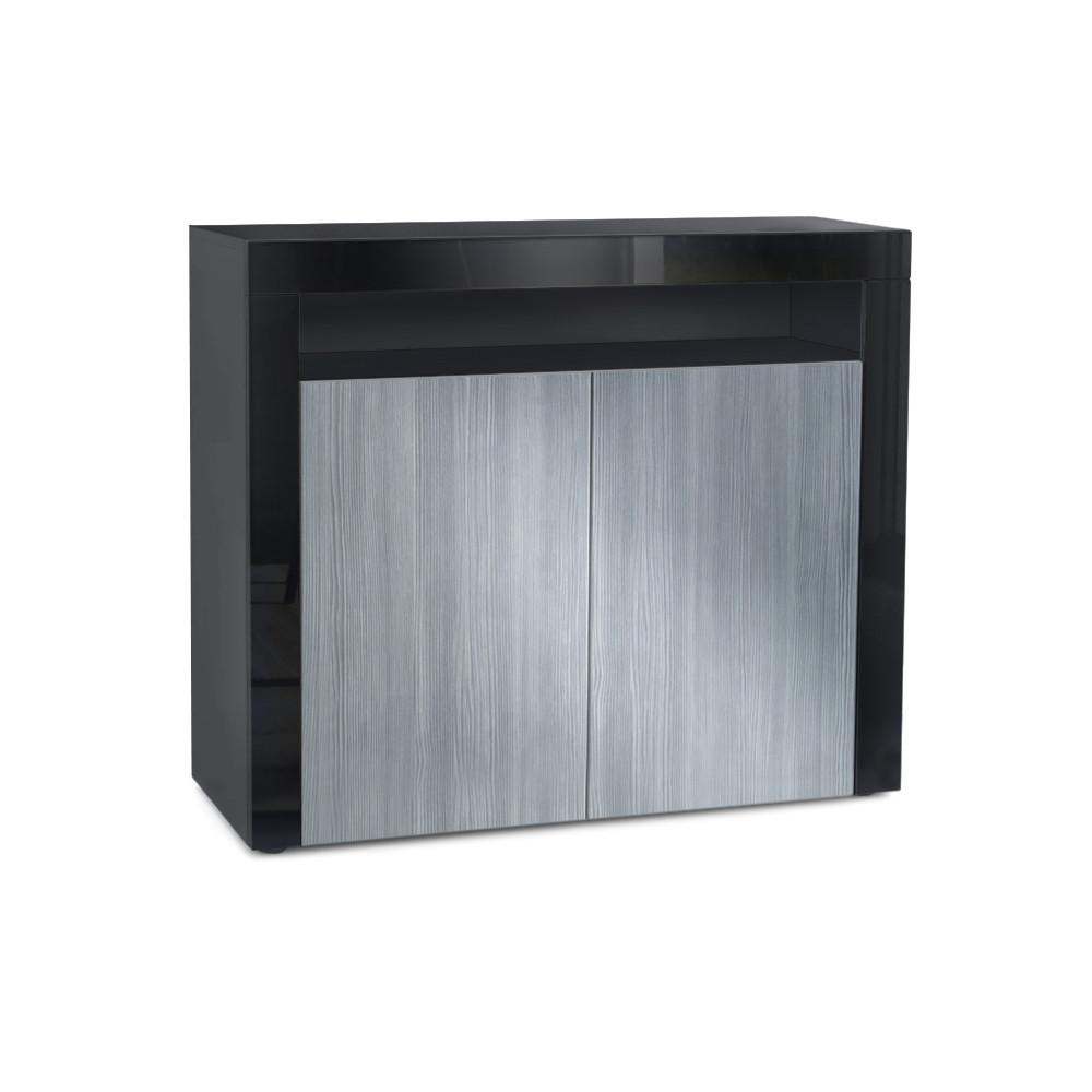 KOMMODE Valencia Avola-Anthrazit / Schwarz Hochglanz - Anthrazit/Schwarz, Holzwerkstoff (108/92/40cm) - Vladon