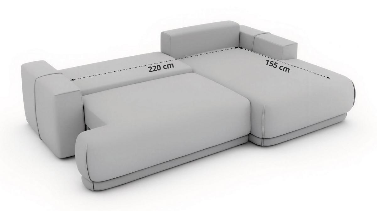 ECKSCHLAFSOFA RINA L Beige Velvet - links - Beige/Schwarz, Kunststoff/Textil (266/172cm) - MKS