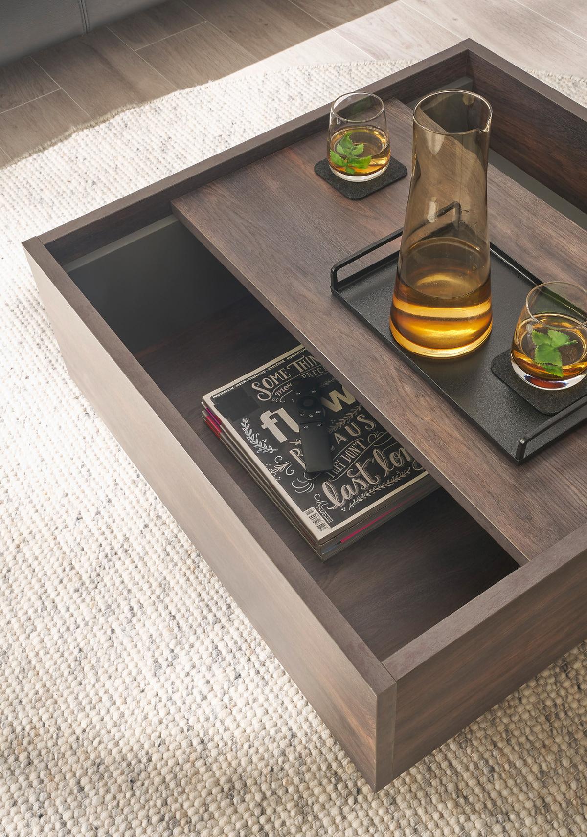 COUCHTISCH Thermo Eiche, grau, Beistelltisch mit Stauraum 75 x 75 cm - Eichefarben/Grau, Holzwerkstoff (75/75/33cm) - Furn.Design