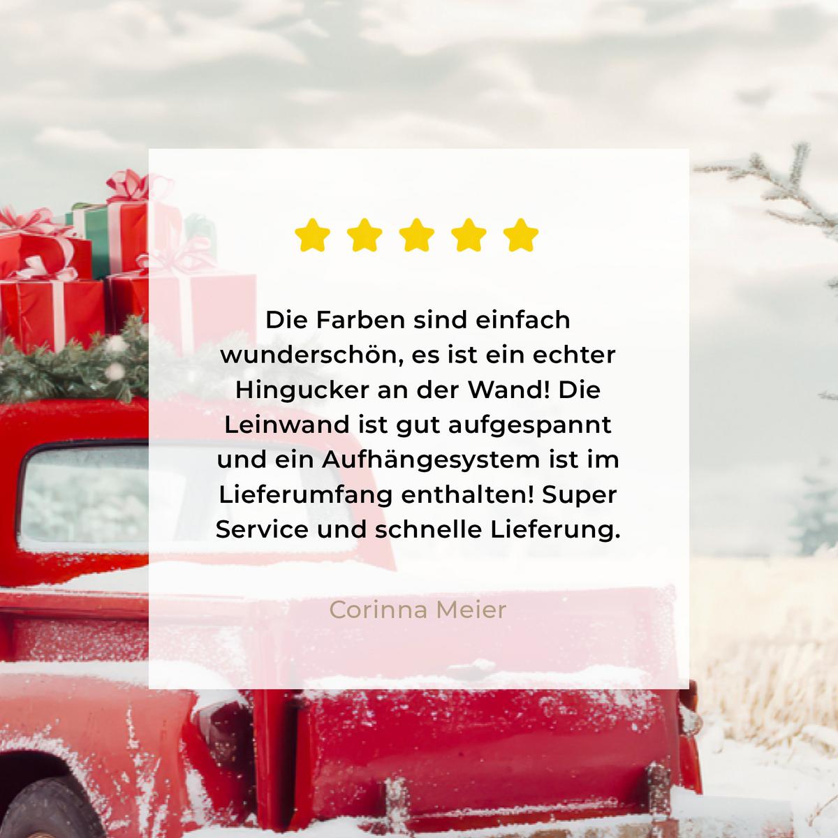 LEINWANDBILD Auto - Rot - Geschenke - Winter - Schnee - Weihnachten Gemälde 60x40 cm - Rot, Textil (60/40cm) - MuchoWow