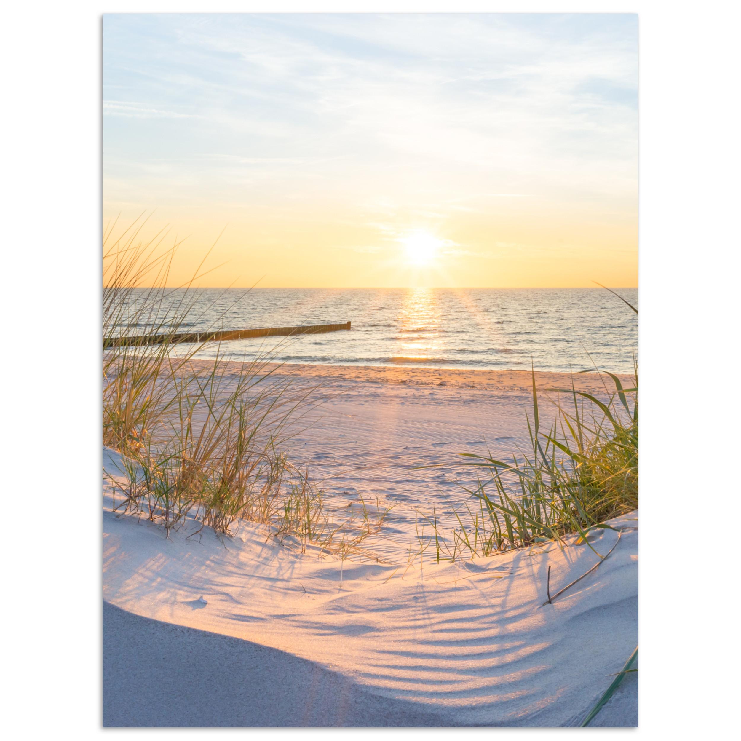 POSTER Strand - Sonne - Düne - Gras - Sand - Horizont 30x40 cm - Hellblau, Papier (30/40/0.1cm) - MuchoWow