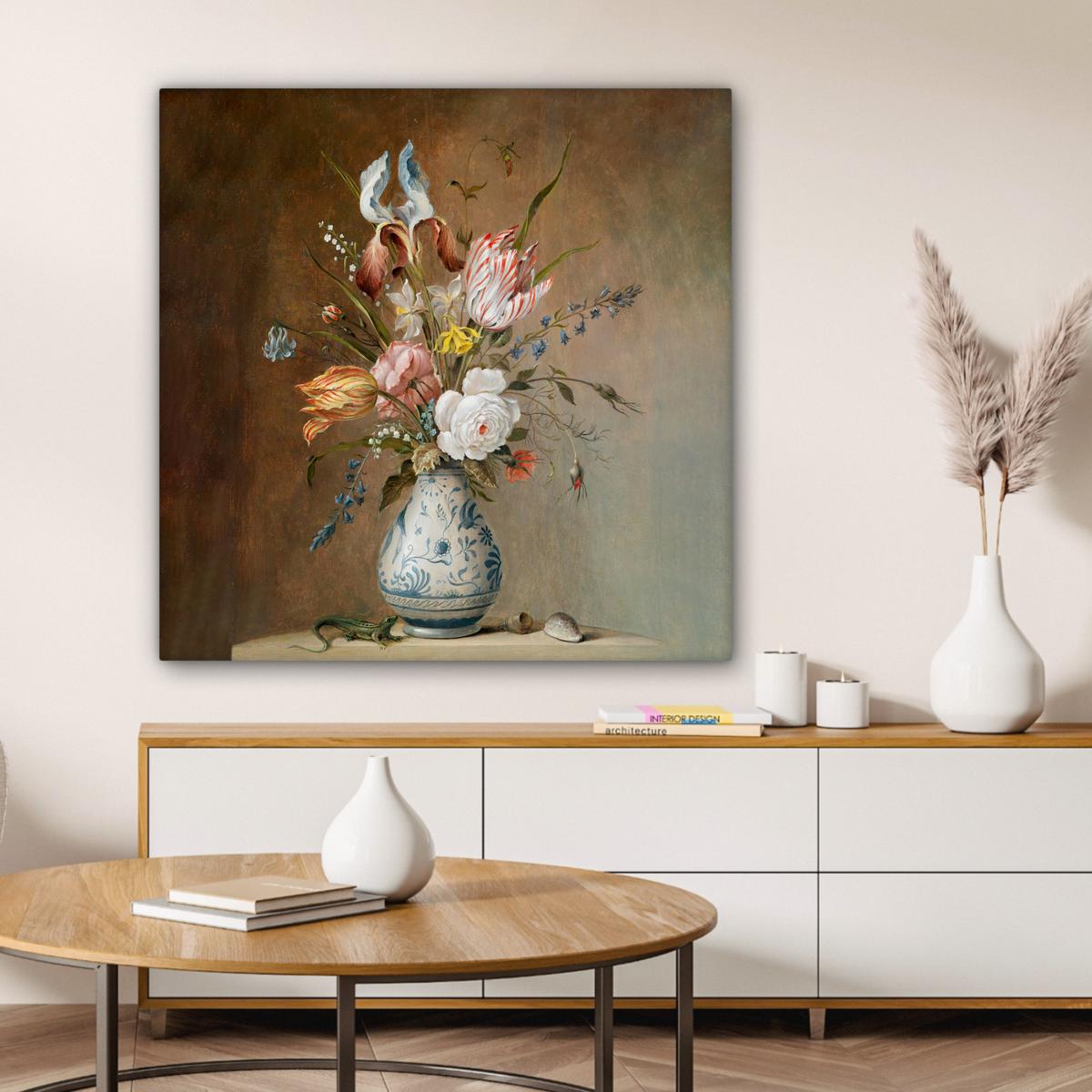 LEINWANDBILD Alte Meister - Blumen - Balthasar van der Ast Deko Groß 90x90 cm - Hellbraun, Textil (90/90cm) - MuchoWow