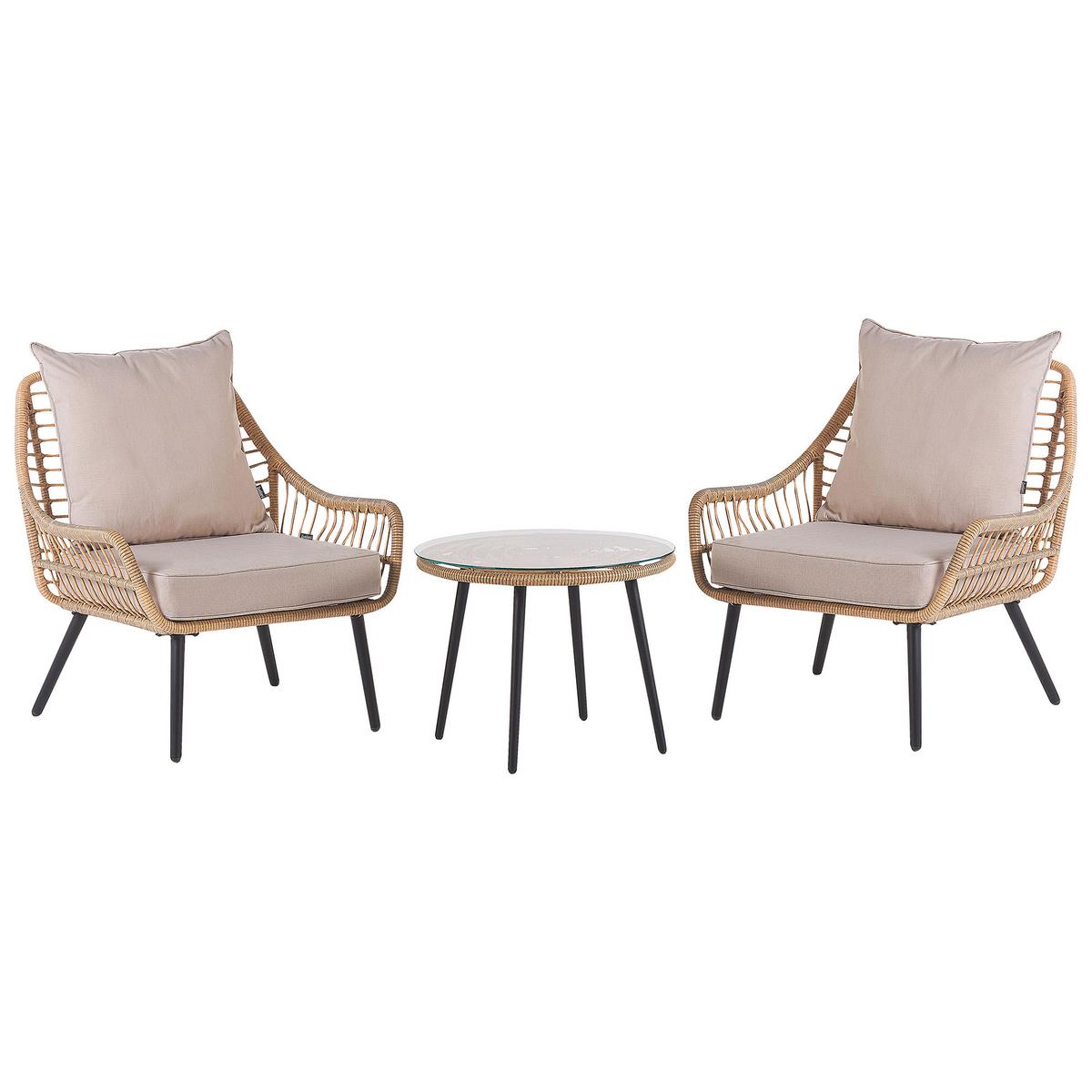 OUTDOOR-KISSENBEZUG Set Beige Laureto - Beige, Textil (56/52cm) - Beliani