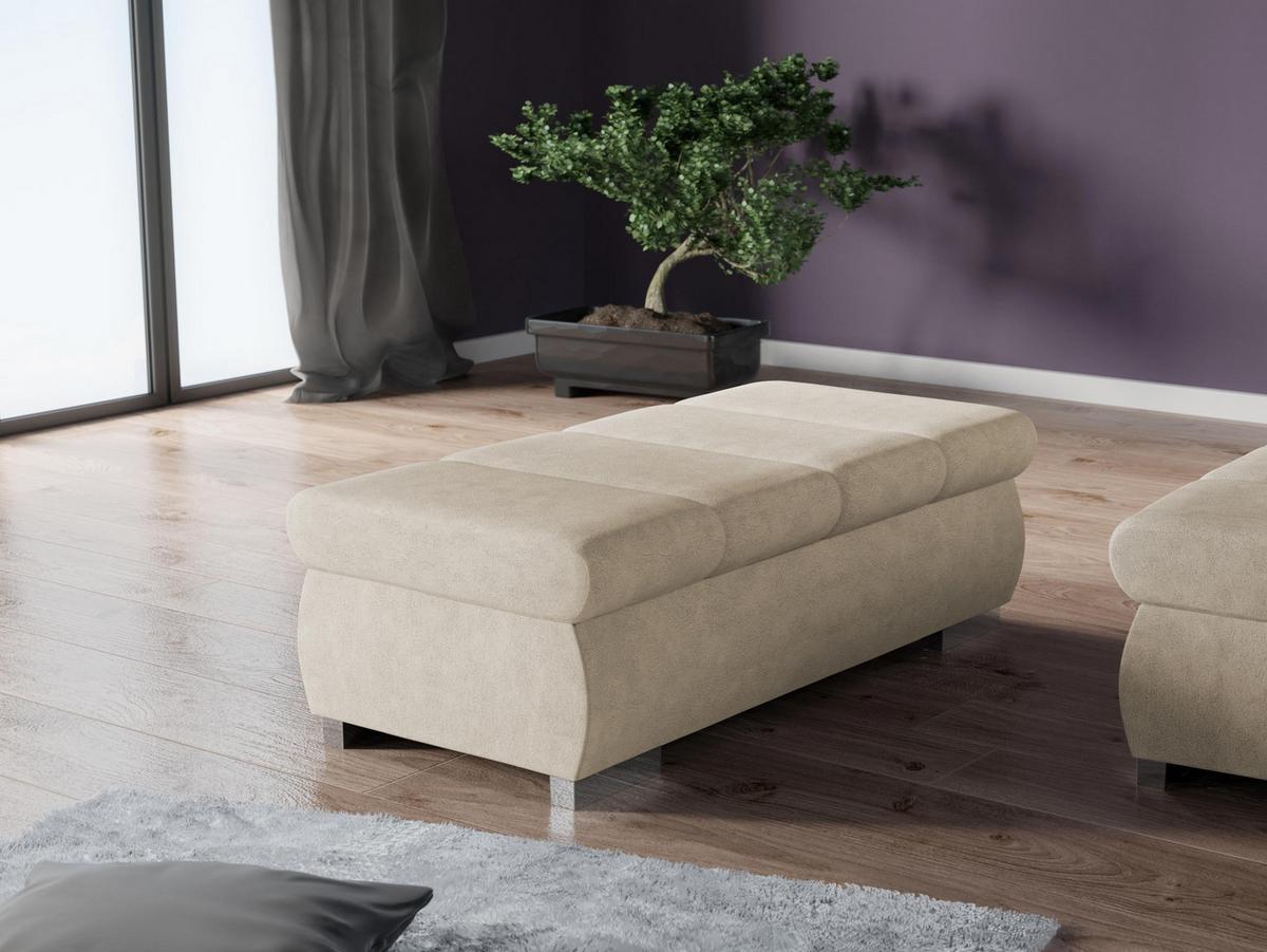 POLSTERHOCKER Bangkok Groß - Beige/Silberfarben, Holz/Kunststoff (120/39/60cm) - MIRJAN24