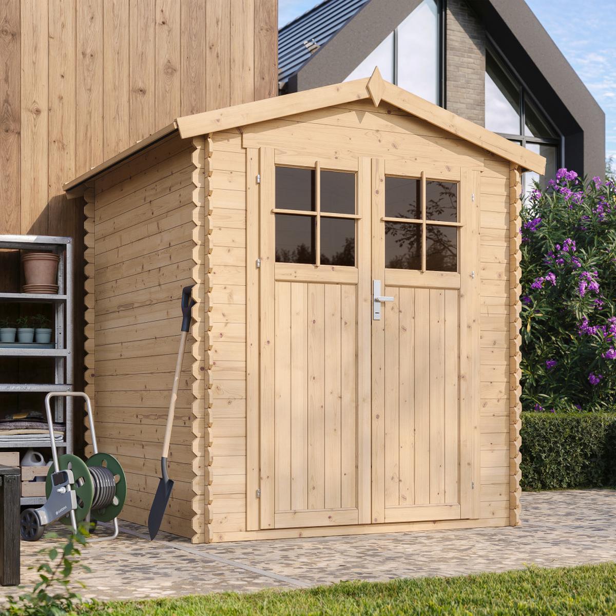 HOLZHAUS GARTENHAUS- B196xL186xH218 cm/ 2,82 m2 - M320F+M320G - Beige, Holz (180/224/186cm) - Timbela