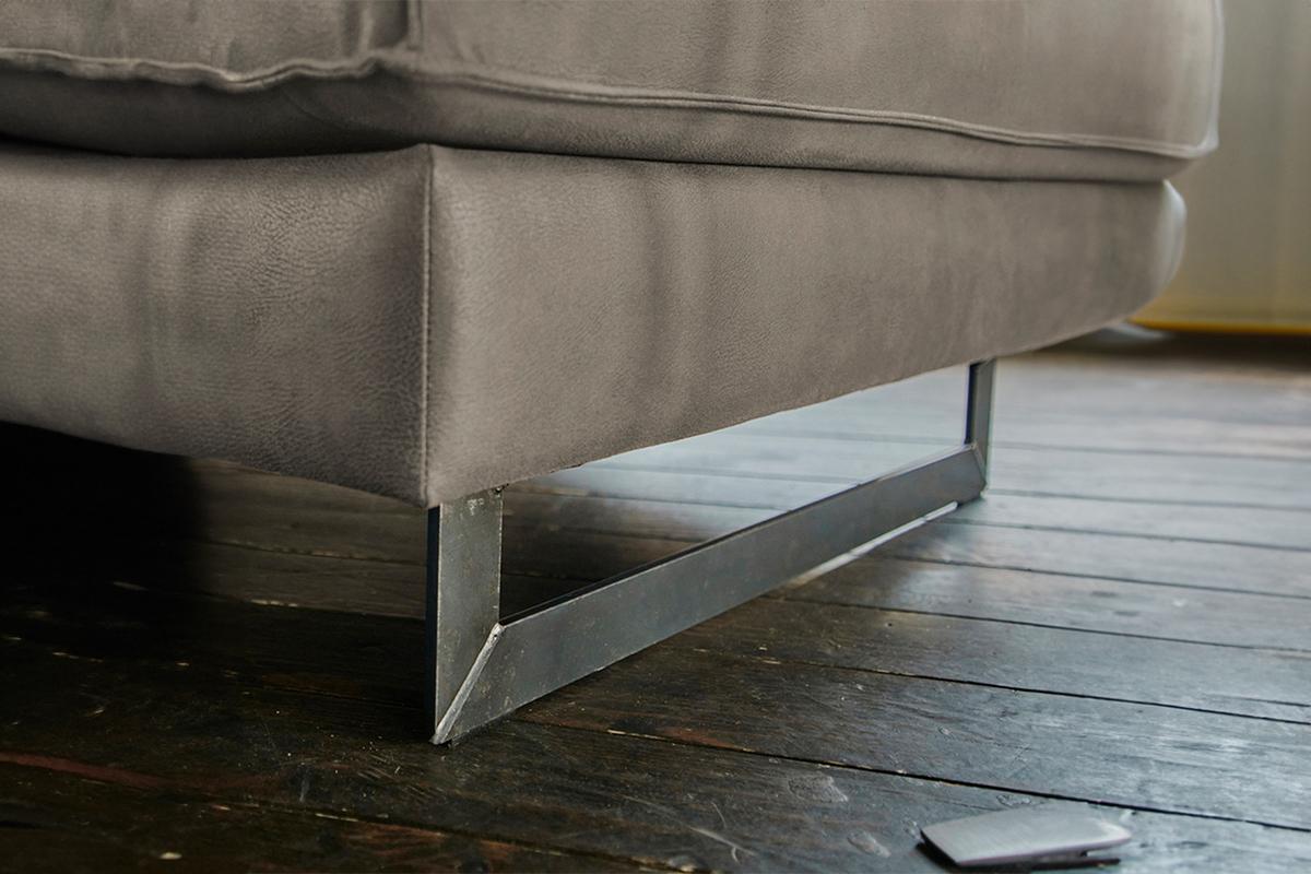 SOFA VILNIUS Anthrazit Lederfaserstoff - Anthrazit/Schwarz, Leder/Metall (166/85/99cm) - KAWOLA