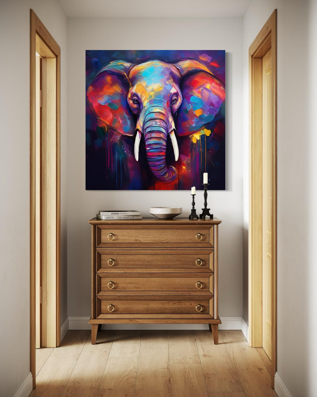 WANDBILD elefant tiere pop art - Multicolor, Textil (40/40cm) - Feeby