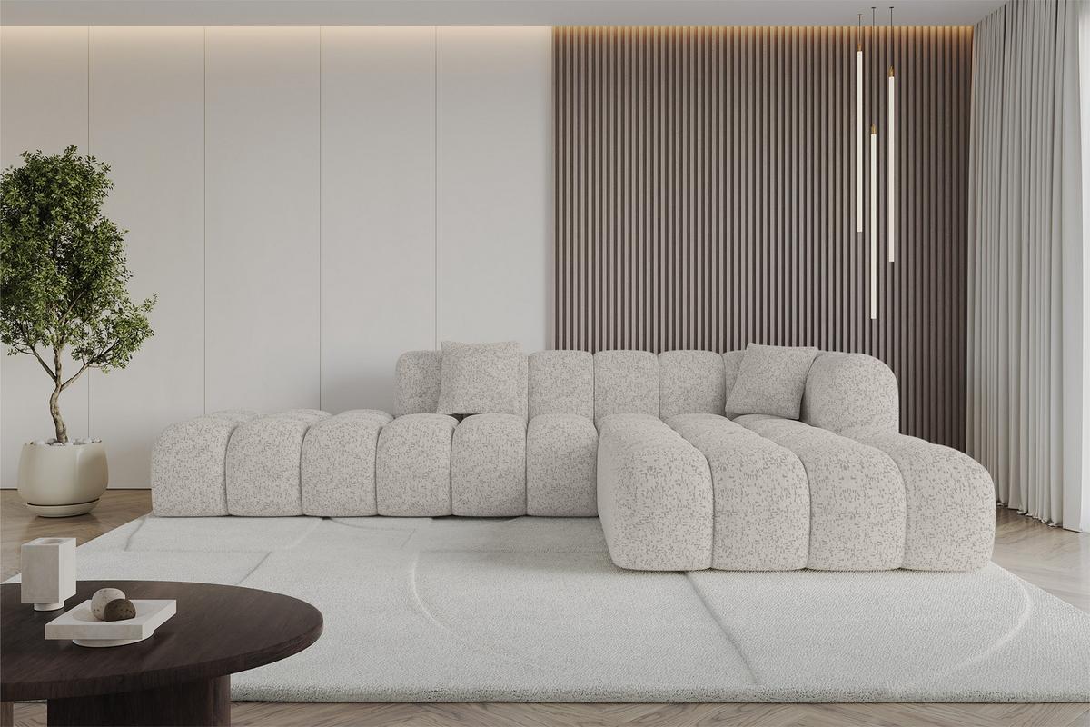 ECKSOFA Ottomane Rechts OLEA-L2 - 289x176x71 cm Hellgrau - Hellgrau/Schwarz, Holzwerkstoff/Kunststoff (289/176cm)