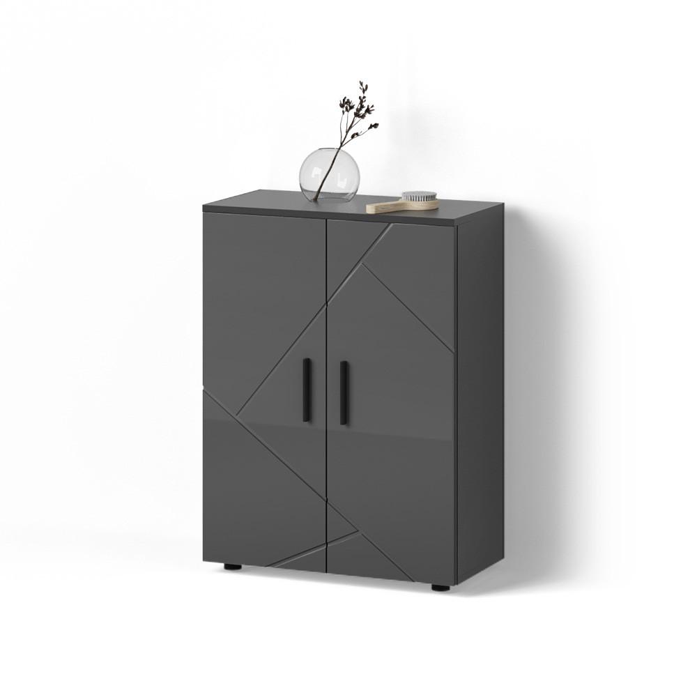 MIDISCHRANK Ronco Anthrazit Hochglanz 60 x 81 cm - Schwarz Hochglanz, Holzwerkstoff (60/81/30cm) - Livinity®
