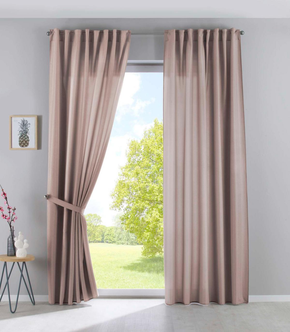 SCHLAUFENGARDINE 2ER SET »Jena« HxB 145x140 cm Taupe - Taupe, Textil (140/145cm) - Gardinenbox