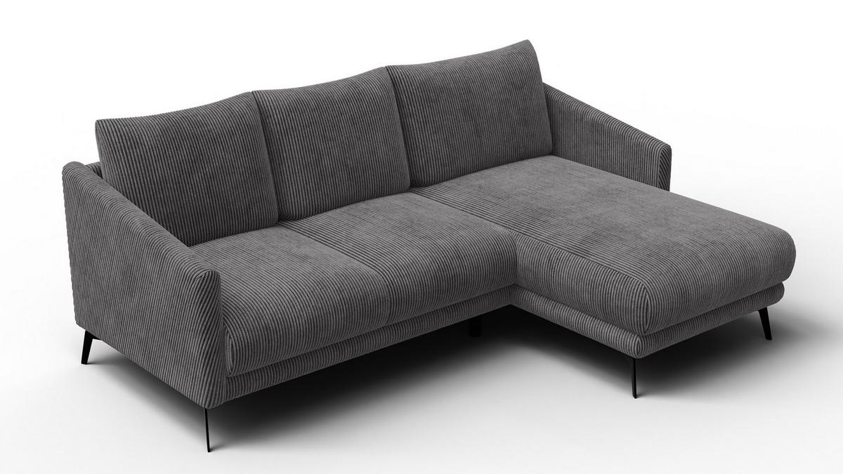 ECKSOFA VILT 3-Sitzer, dunkelgrau - Dunkelgrau/Schwarz, Holzwerkstoff/Textil (221/156cm) - Wozimo