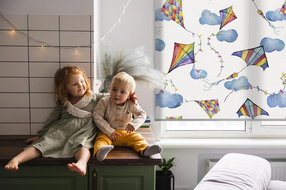 INNENROLLO - Fensterrollo - Rollo - 110x140 cm - Bunte Drachen - Blau, Kunststoff (110/140/0.5cm) - TULUP