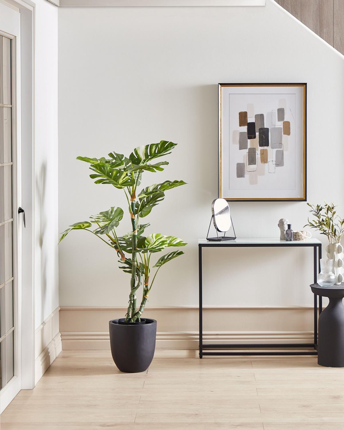 KUNSTPFLANZE im Blumentopf 135 cm Grün/Schwarz Monstera Plant - Schwarz/Grün, Kunststoff (135cm) - Beliani