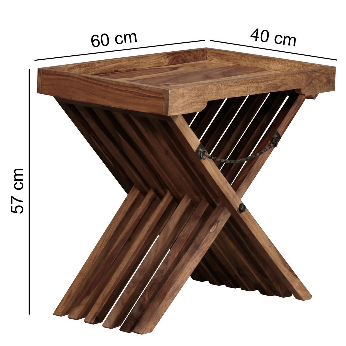 BEISTELLTISCH – Klappbar Massivholz 60x57 cm mit Tablett - Braun, Holz (40/60/57cm) - KADIMA DESIGN