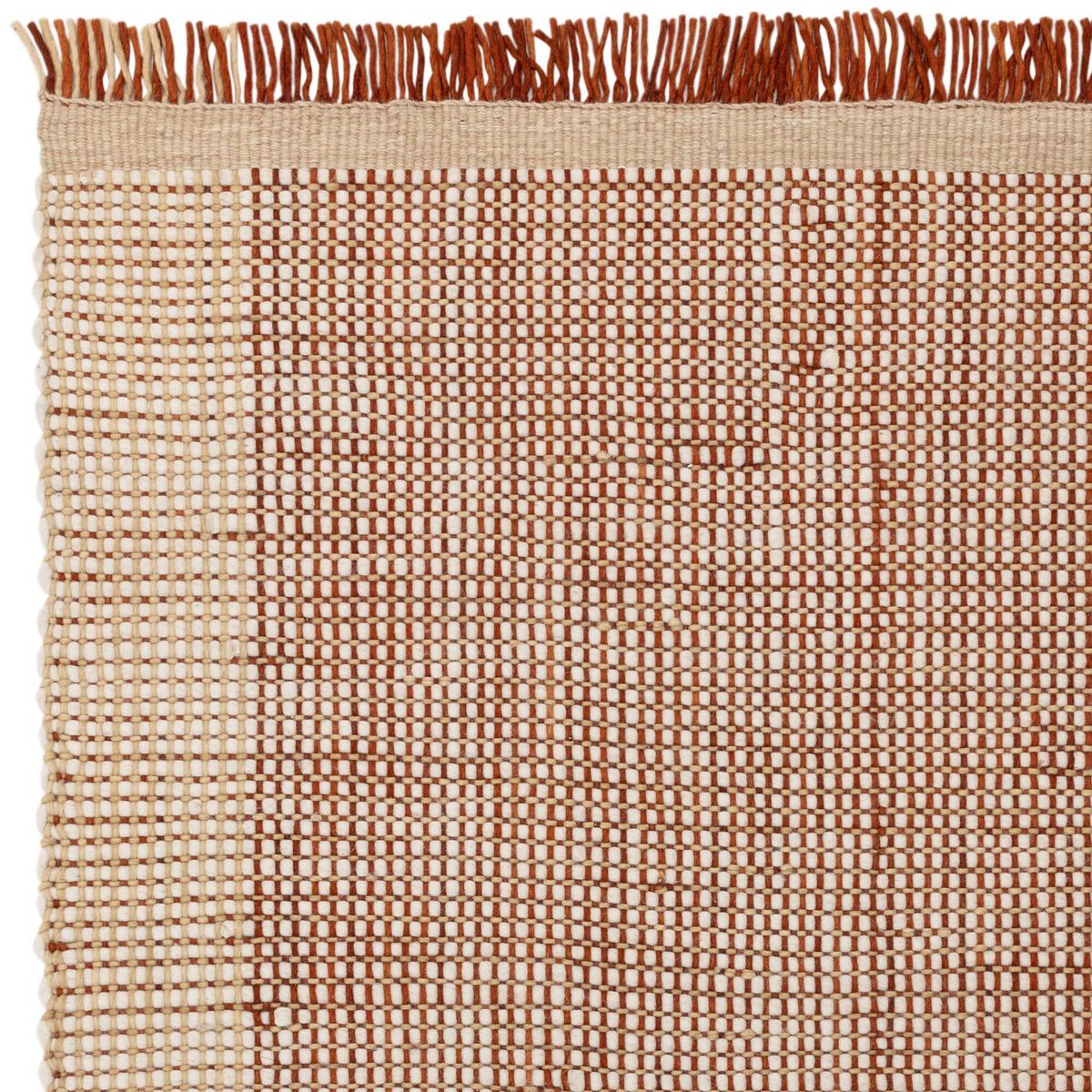 WOLLTEPPICH handgewebt mit Fransen PISA, geometrisch, Terrakotta, 200 x 290 cm - Orange, Textil (290/200cm) - KADIMA DESIGN