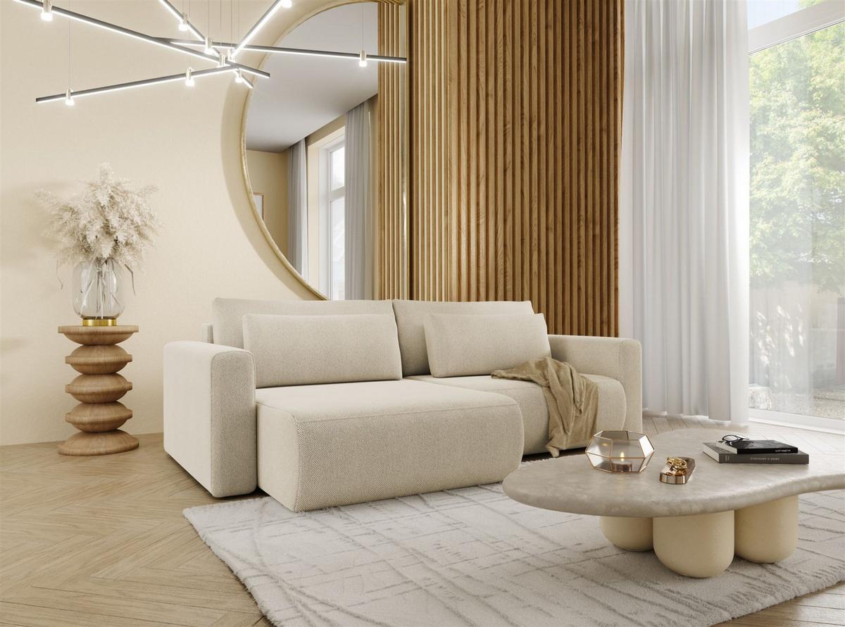 ECKSOFA Chaira Mit Schlaffunktion - Beige, Holzwerkstoff/Textil (240/149cm) - Fun Möbel