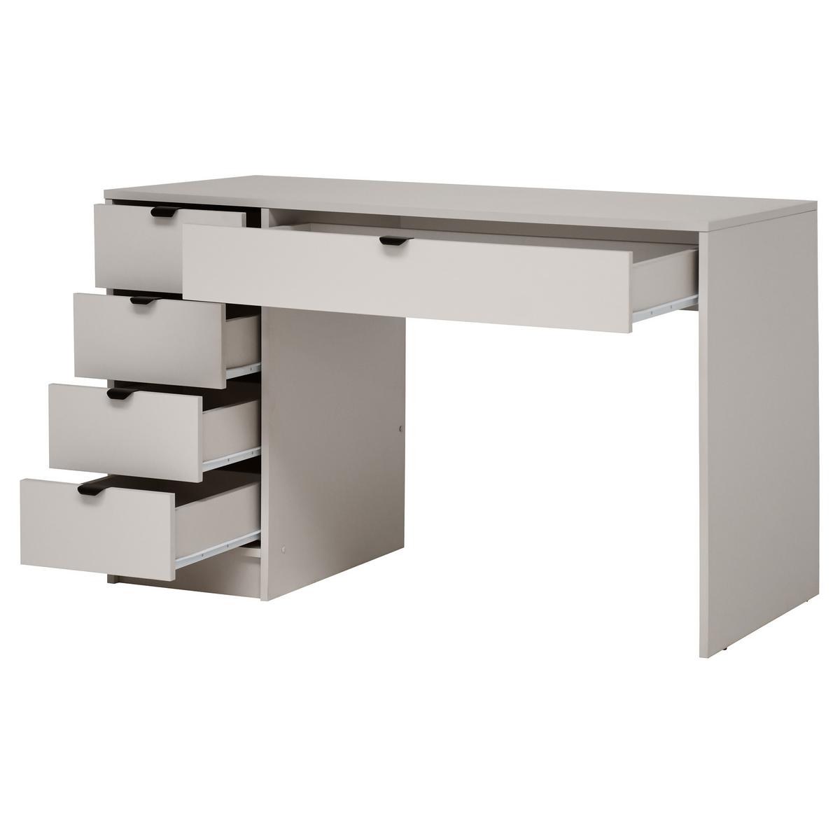 SCHREIBTISCH Malta mit 5 Schubladen, mit Griffen, Kaschmir - Kaschmir/Schwarz, Holzwerkstoff/Metall (57/120/75.5cm) - Beautysofa