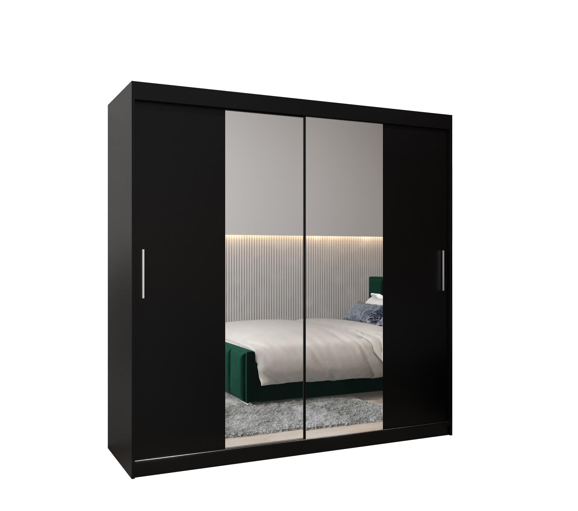 SCHIEBETÜRENSCHRANK mit Spiegel TOKYO 1 200/200/62 2-türig - Silberfarben/Schwarz, Holz/Kunststoff (200/200/62cm) - MÖBEL KRYSPOL