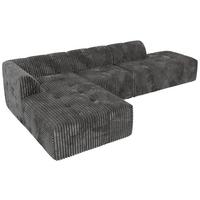 ECKSOFA GRIDA 3M L Grau Cord - Links - Schwarz/Grau, Kunststoff/Textil (335/176cm) - MKS
