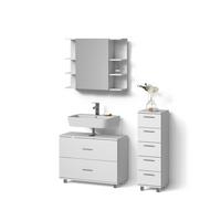 BADMÖBEL-SET Eisak Weiß 3 Teile, mit Unterschrank 80 cm - Weiß, Holzwerkstoff (80/60/33cm) - Livinity®