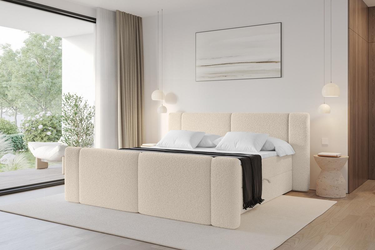 BOXBETT mit Matratze H3 - EVON Zanozek - 180x200 cm Dunkelbeige - Cappuccino, Holzwerkstoff (180/200cm) - ALTDECOR