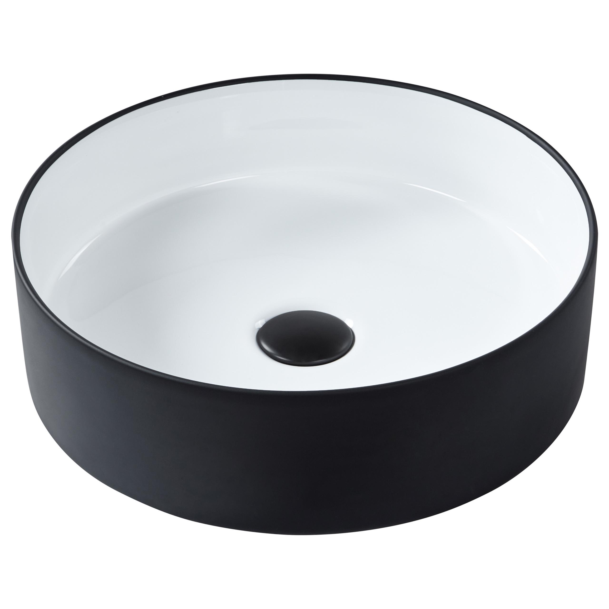 AUFSATZWASCHBECKEN 40 cm Schwarz/Weiß Tebar - Schwarz/Weiß, Keramik (40/12/40cm) - Beliani