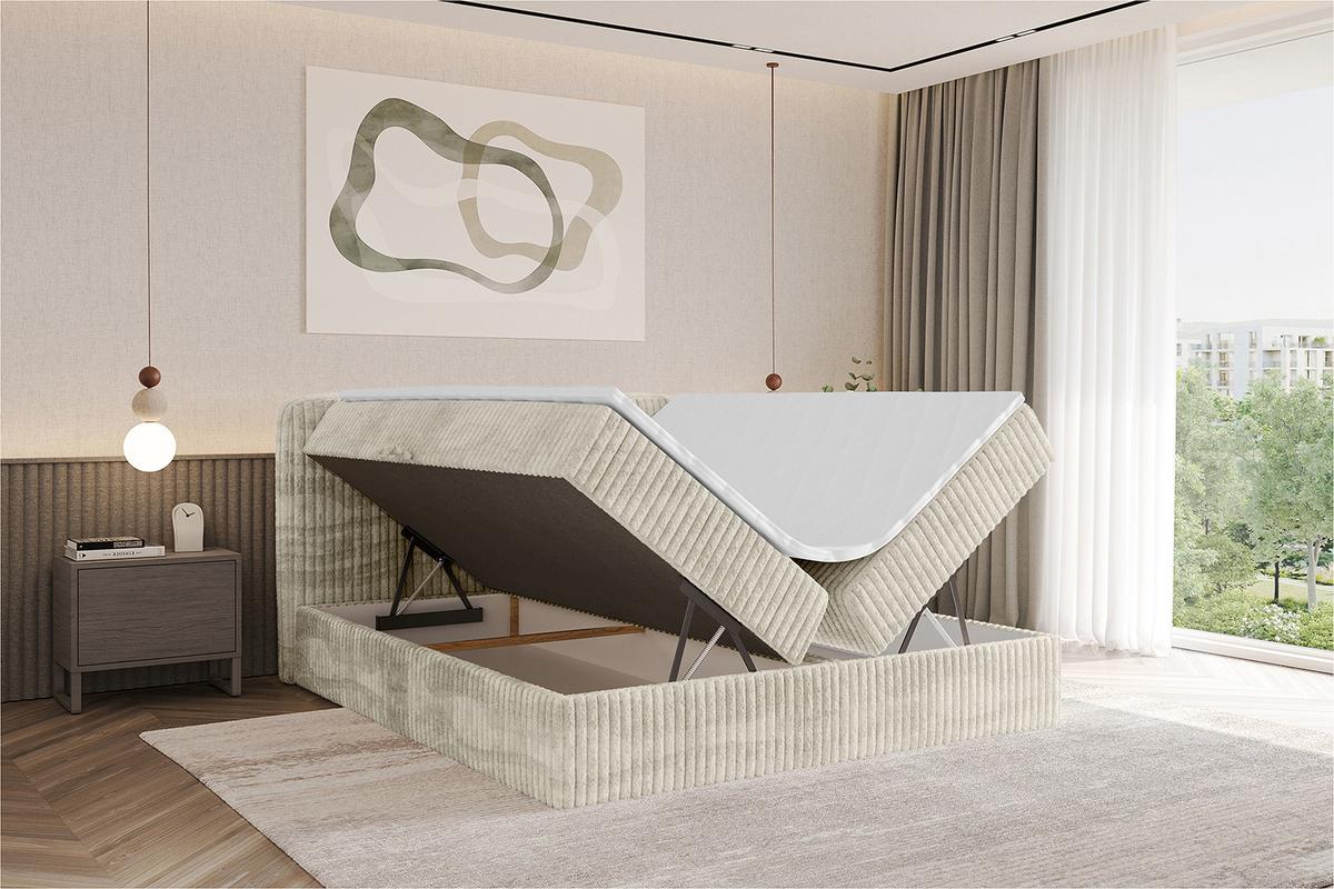 BOXBETT mit Matratze H4 - NINA - 180x200 cm - Creme - Magnolie, Holzwerkstoff (180/200cm) - ALTDECOR