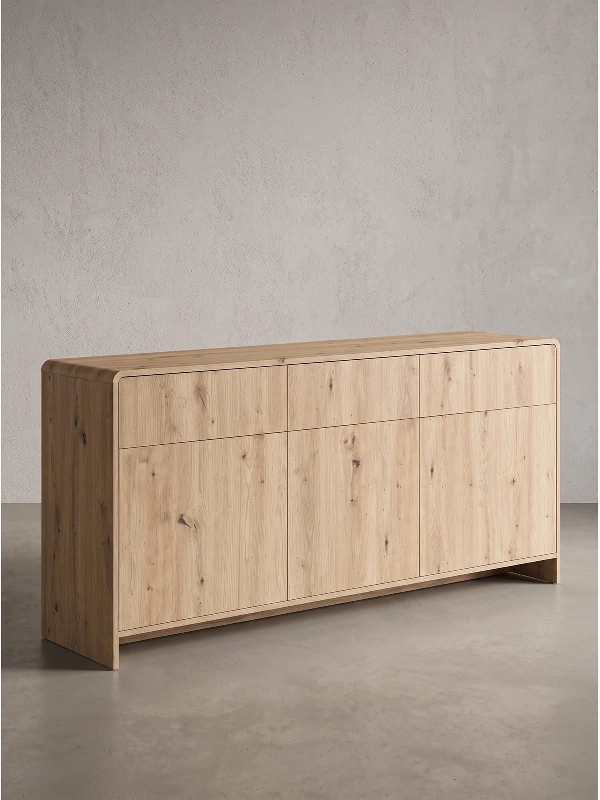 SIDEBOARD CALELLA, MDF, in Eichenoptik, 155,2 x 40 x 76 cm - Hellbraun/Braun, Holzwerkstoff (155.2/76/40cm) - KADIMA DESIGN