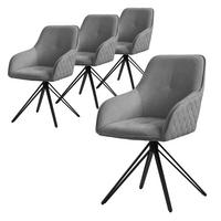 ESSZIMMERSTUHL 4er Set drehbar Grau Webstoff - Schwarz/Grau, Textil/Metall (61/84.5/57cm) - ML-DESIGN